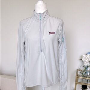 Vineyard Vines Gray Aqua Quarter-Zip Waffle Long Sleeve Pullover Shep Shirt